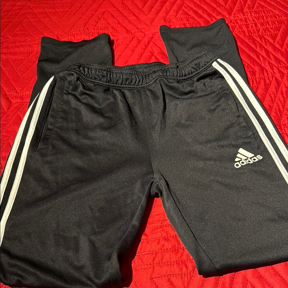 Adidas Black and White Sweatpants with Iconic Stripes